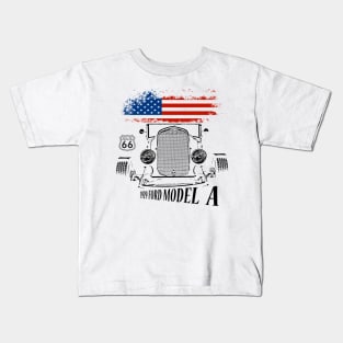 1929 Ford Model A, Hot Rod - white shirt Kids T-Shirt